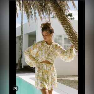 Sabo Floral Mini Dress - Yellow and Green